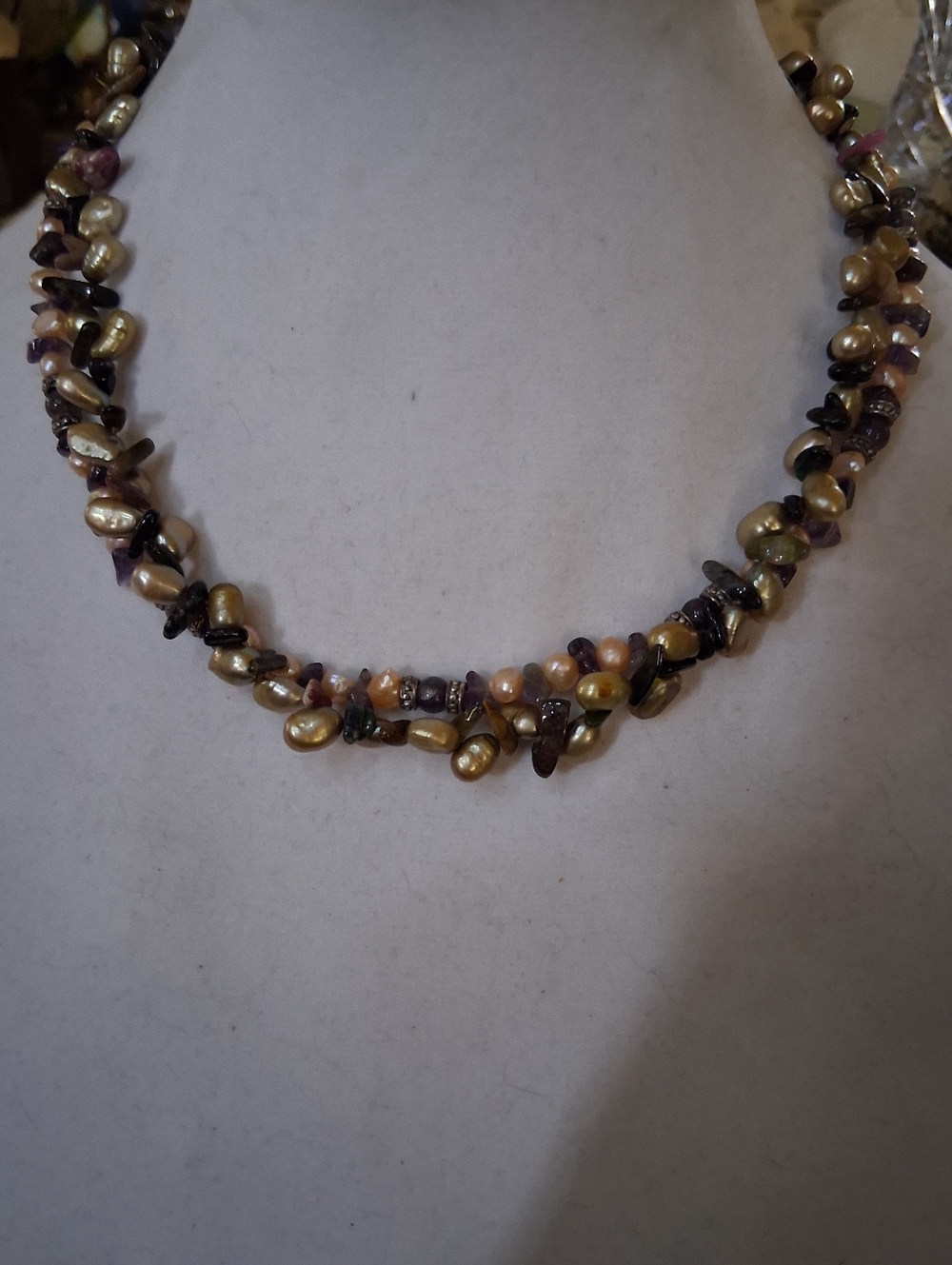 2 X Freshwater Pearl & Amethyst Necklaces